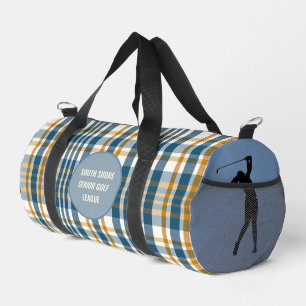 Senior Golfer "Blue Harvest" Plaid  Duffle Bag
