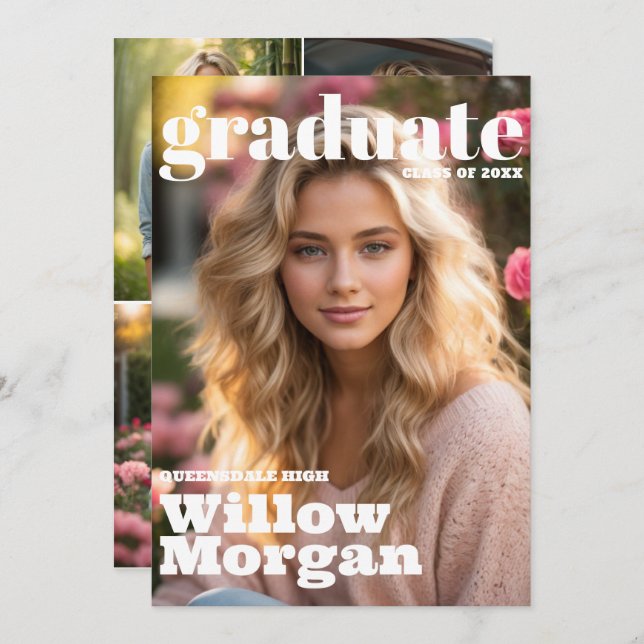 Senior Grad 3 Photo Graduation Event Invitation (Front/Back)