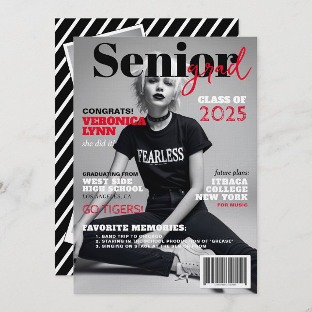 Senior Grad Modern Magazine Cover Announcement (Front/Back)
