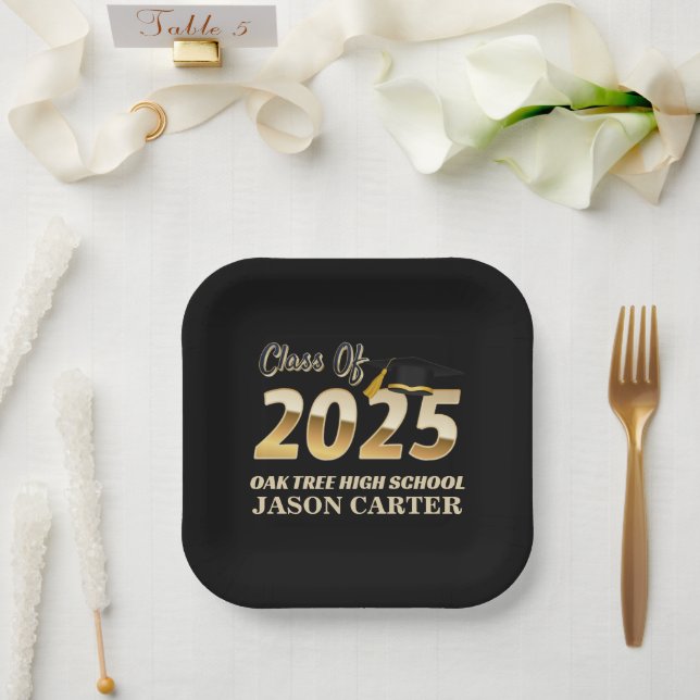 Senior Graduate Class of 2025 Graduation Party Paper Plate (Wedding)