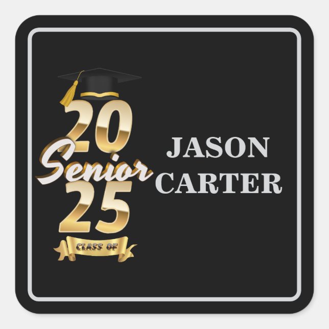 Senior Graduate Class of 2025 Graduation Party Square Sticker (Front)