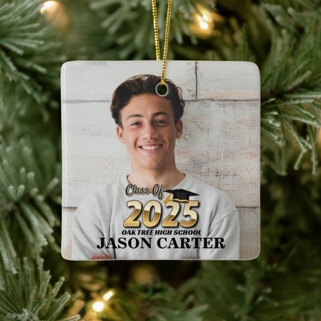 Senior Graduate Class of 2025 Graduation Photo Ceramic Ornament (Tree)