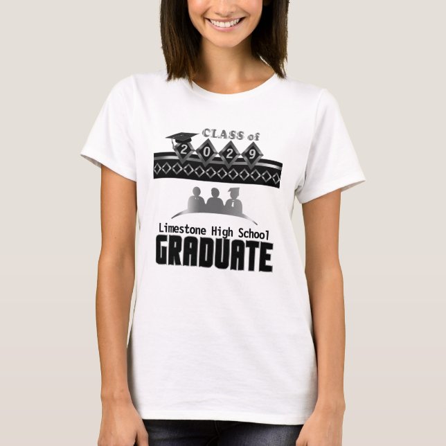 Senior Graduate - Personalise Silver T-Shirt (Front)