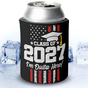 Senior Graduation American Flag Class of 2027 Can Cooler