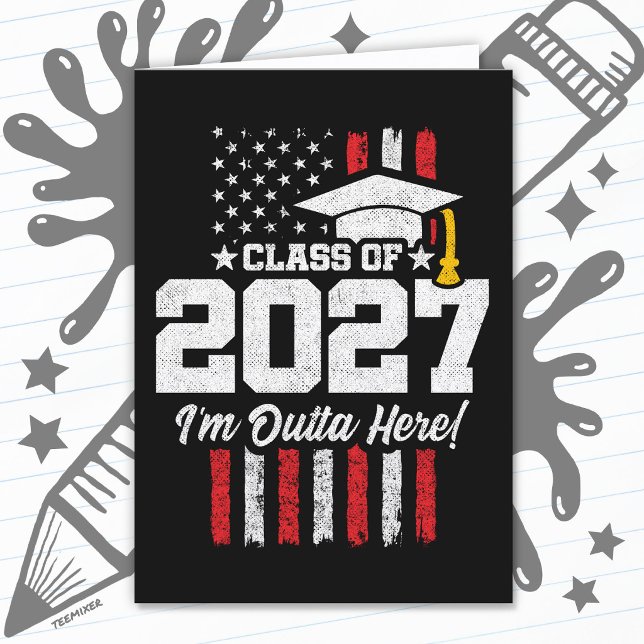 Senior Graduation American Flag Class of 2027 Card (Creator Uploaded)