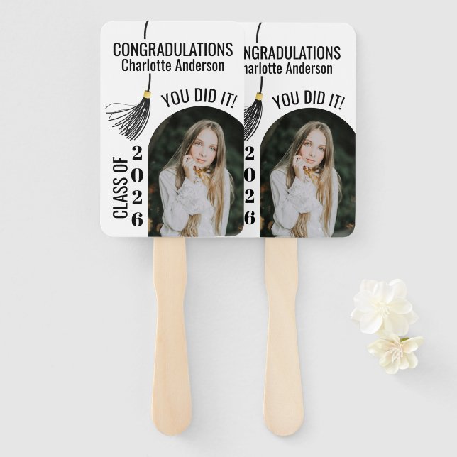 Senior Graduation Cap Tassel  Hand Fan (Front and Back)