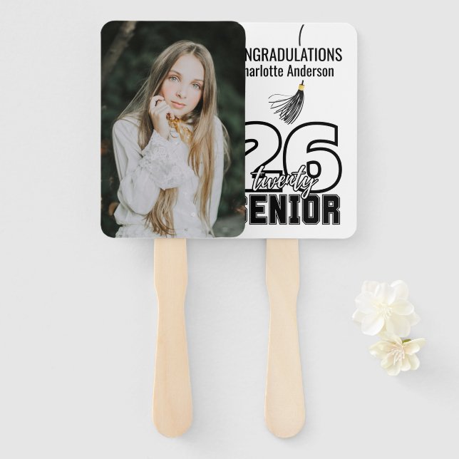 Senior Graduation Cap Tassel  Hand Fan (Front and Back)
