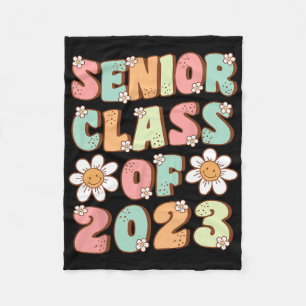 Senior Graduation Cute Groovy Senior Cl Of 2023 Fleece Blanket