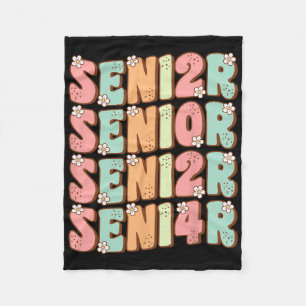 Senior Graduation Cute Groovy Senior Cl Of 2024  Fleece Blanket