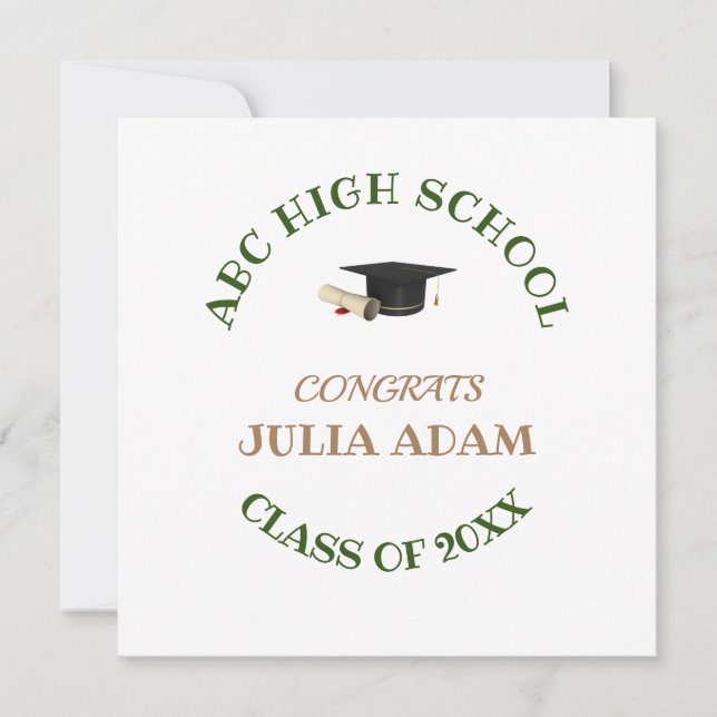 Senior graduation high school modern typography invitation (Front)