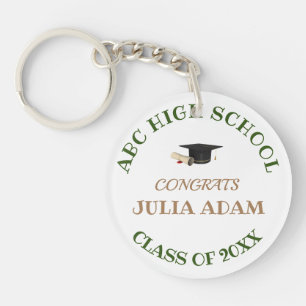 Senior graduation high school modern typography key ring