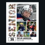 Senior Graduation Sports Player Photo Collage Poster<br><div class="desc">Celebrate senior night and graduation with this personalised photo collage poster with the word SENIOR. This customisable gift is perfect for athlete, sports player, coach and team captain. It's a great way to display precious memories and achievement from sports games and tournament. The poster features a collage of photos capturing...</div>