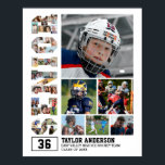 Senior Graduation Sports Player Photo Collage Poster<br><div class="desc">Celebrate senior night and graduation with this personalised photo collage poster with the word SENIOR. This customisable gift is perfect for athlete, sports player, coach and team captain. It's a great way to display precious memories and achievement from sports games and tournament. The poster features a collage of photos capturing...</div>