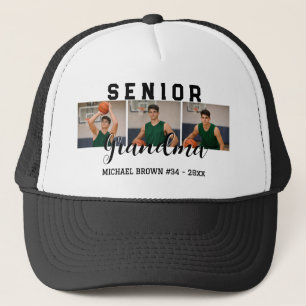 Senior Grandma Custom 3 Photo Collage Basketball Trucker Hat