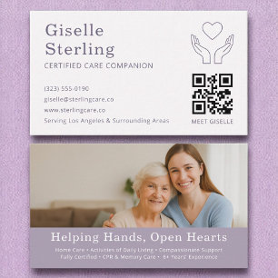 Senior Home Help Caregiver QR Code Support Business Card