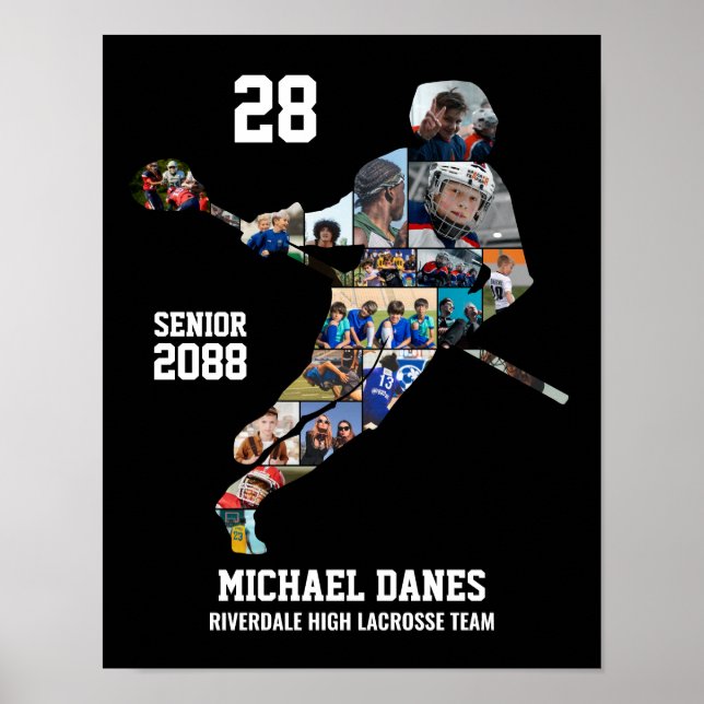 Senior Lacrosse Custom Sports Photo Collage Poster (Front)