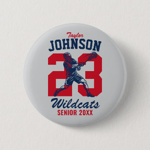 Senior Lacrosse Team High School Sports Player 6 Cm Round Badge
