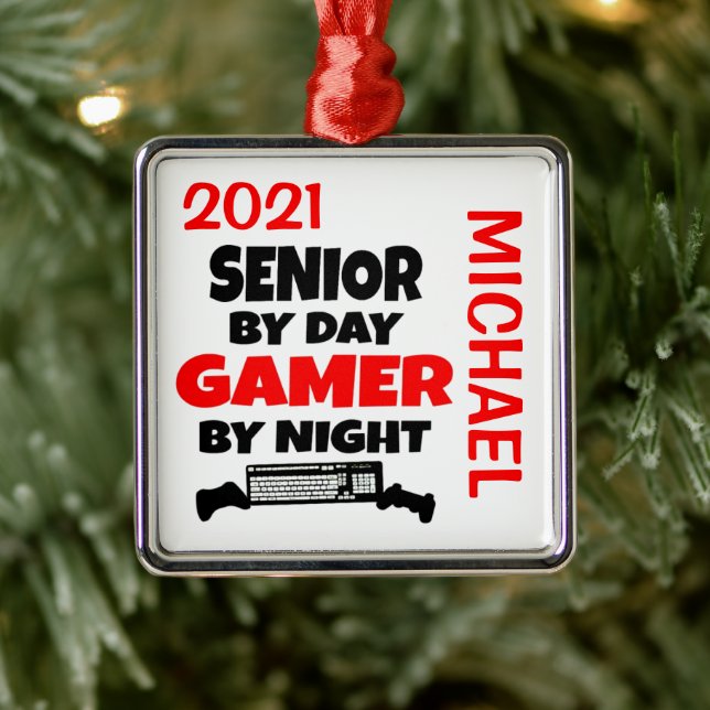Senior Loves Playing Video Games CUSTOM Metal Tree Decoration (Tree)