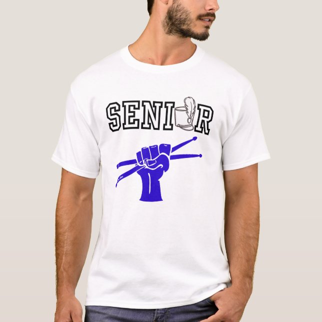 Senior Marching Band with Red Drumsticks  T-Shirt (Front)