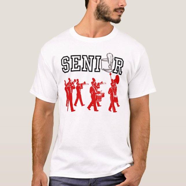 Senior Marching Band with Red Silhouette T-Shirt (Front)