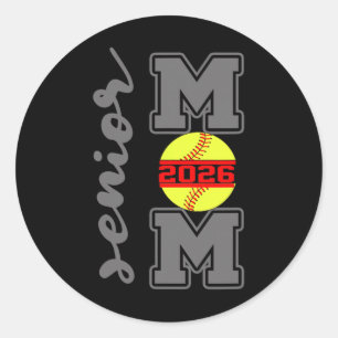Senior Mom 2026 Softll Athlete Proud Parent Gradua Classic Round Sticker