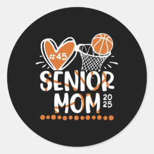 Senior Mom Cl Of 2025 Custom Sketll Player Number Classic Round Sticker