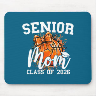 Senior mom class of 2026 coquette bow basketball mouse pad