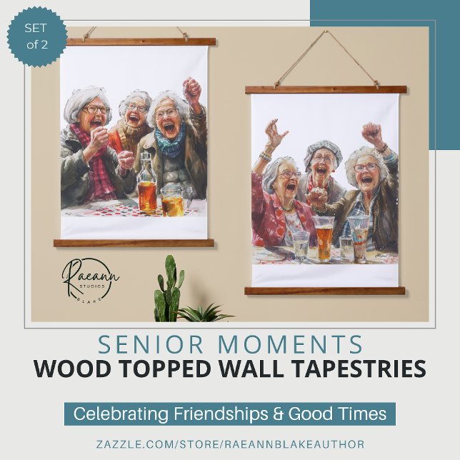 Senior Moments Wood Topped Wall Tapestry (Creator Uploaded)