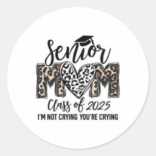 Senior Mum Cl Of 2025 Senior Mama 2025 Leopard Gra Classic Round Sticker