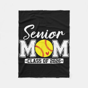 Senior Mum Cl Of 2026 Softball Mum Graduation  Fleece Blanket