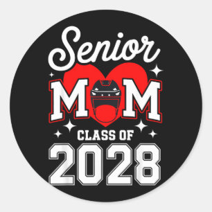 Senior Mum Cl Of 2028 Hockey Graduation Heart Classic Round Sticker