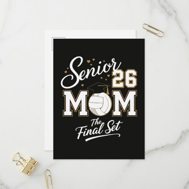 Senior Mum Class of 2026 Volleyball Invitation Postcard (Front/Back In Situ)
