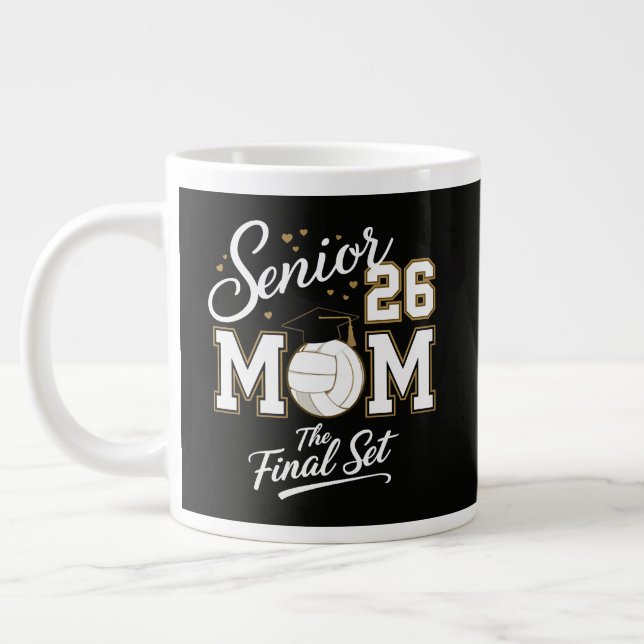 Senior Mum Class of 2026 Volleyball Large Coffee Mug (Left)