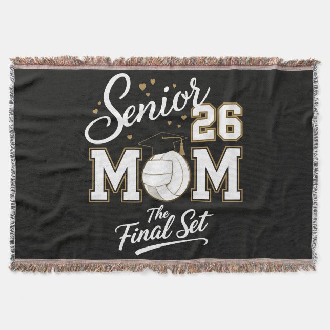 Senior Mum Class of 2026 Volleyball Throw Blanket (Front)