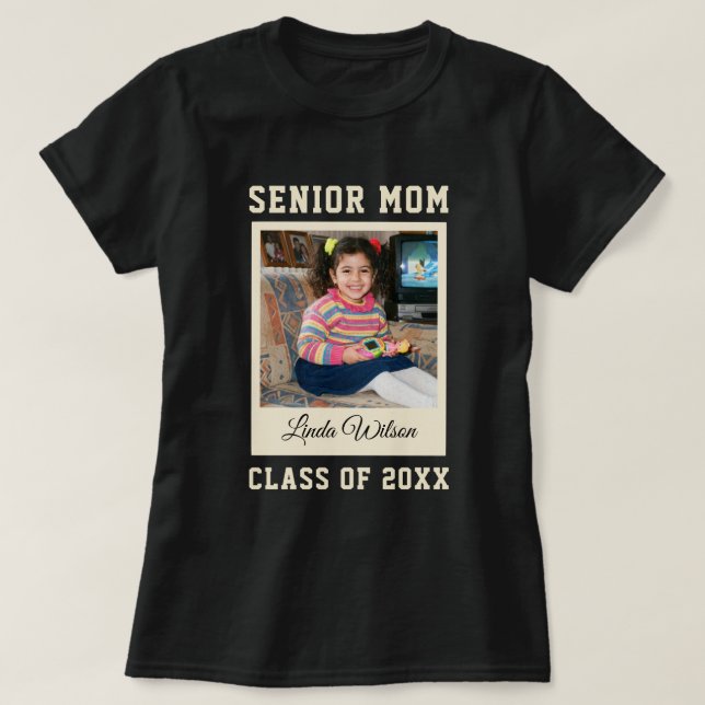 Senior Mum Custom Photo Script Name Graduation T-Shirt (Design Front)