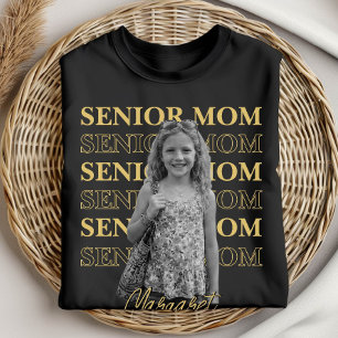 Senior Mum Photo Stacked Typography Custom Name T-Shirt