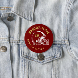 Senior Mum Vintage Football Helmet Personalised 7.5 Cm Round Badge