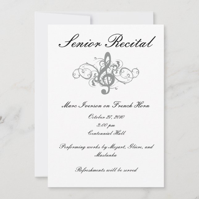 Senior Music Recital Invitation (Front)