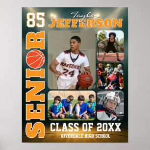 Senior Night Basketball Team Player Photo Collage Poster