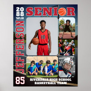 Senior Night Basketball Team Sports Photo Collage Poster