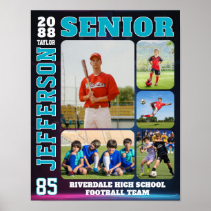 Senior Night Sports Team Player Photo Collage Poster