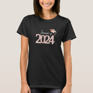 Senior of 2024 I School Colour Rose Black Party Ou T-Shirt
