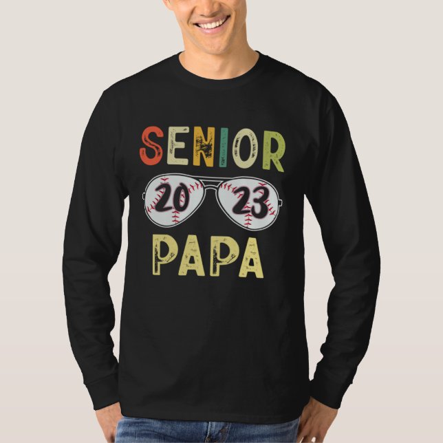Senior Papa 2023 Cool Proud Papa Baseball Senior G T-Shirt (Front)