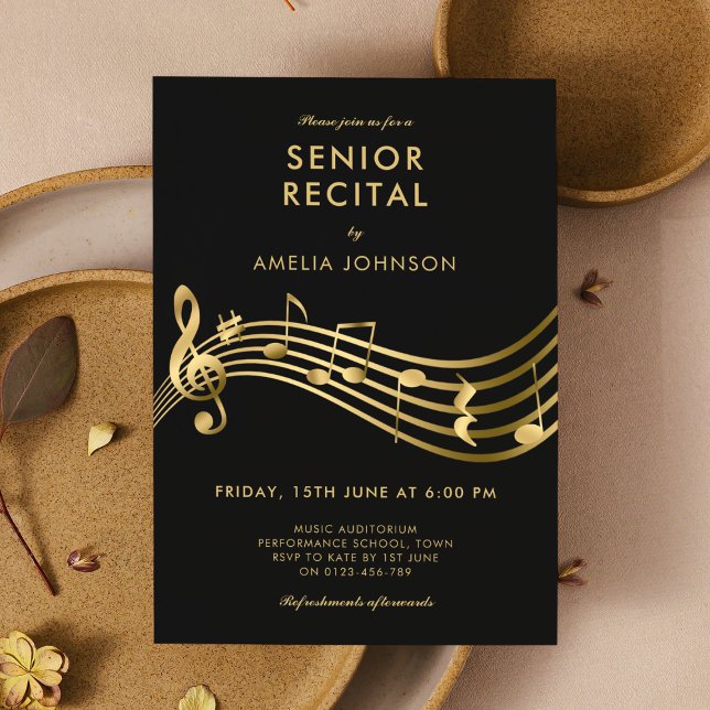 Senior Recital Music Concert Elegant Modern Invitation (Creator Uploaded)