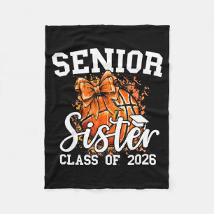 Senior sister class of 2026 coquette basketball fleece blanket