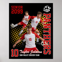 Senior Soccer Player Custom Photo Collage Red