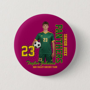 Senior Soccer Player Custom Photo Sports Team 6 Cm Round Badge