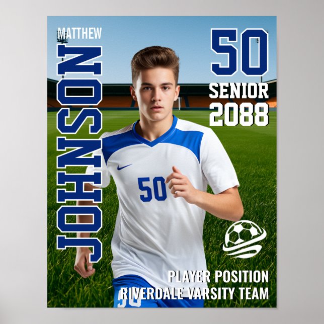 Senior Soccer Player Team Photo Custom Sports Poster (Front)