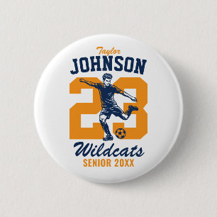 Senior Soccer Team School Sports Football Player 6 Cm Round Badge