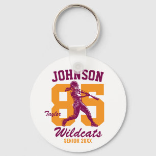 Senior Softball Player School Sports Girl Baseball Key Ring